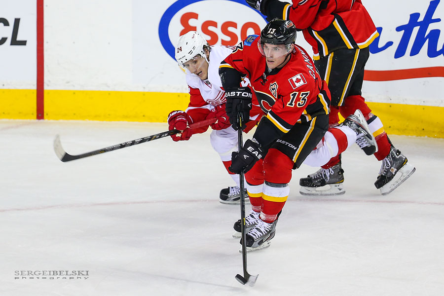 nhl hockey calgary flames vs detroit red wings sergei belski photo