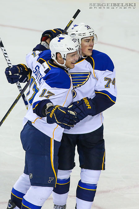 nhl hockey calgary flames vs st. louis blues sergei belski photo