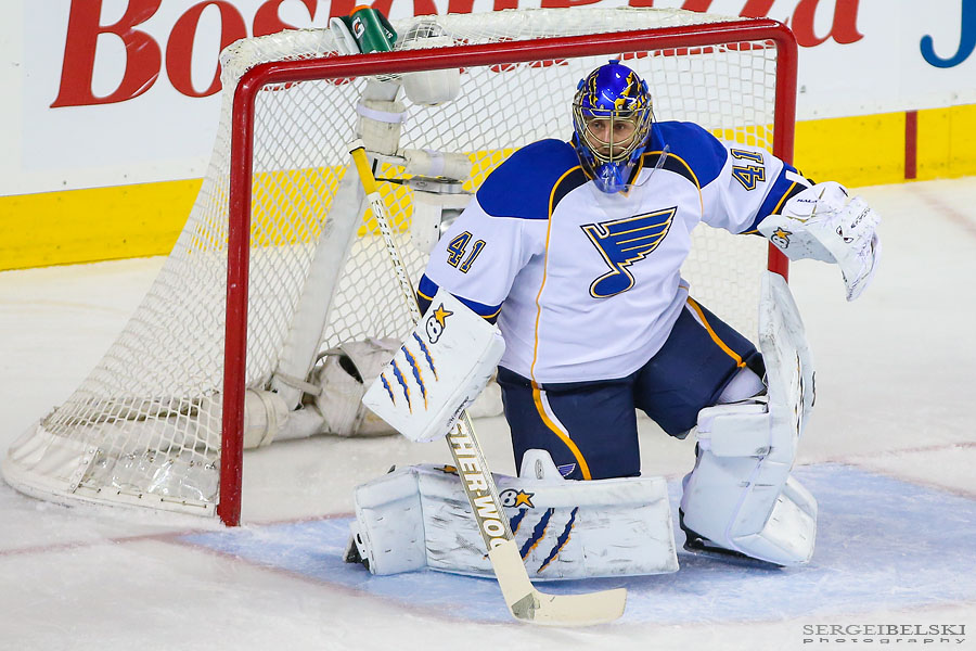 nhl hockey calgary flames vs st. louis blues sergei belski photo
