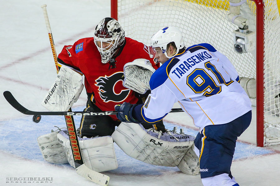 nhl hockey calgary flames vs st. louis blues sergei belski photo