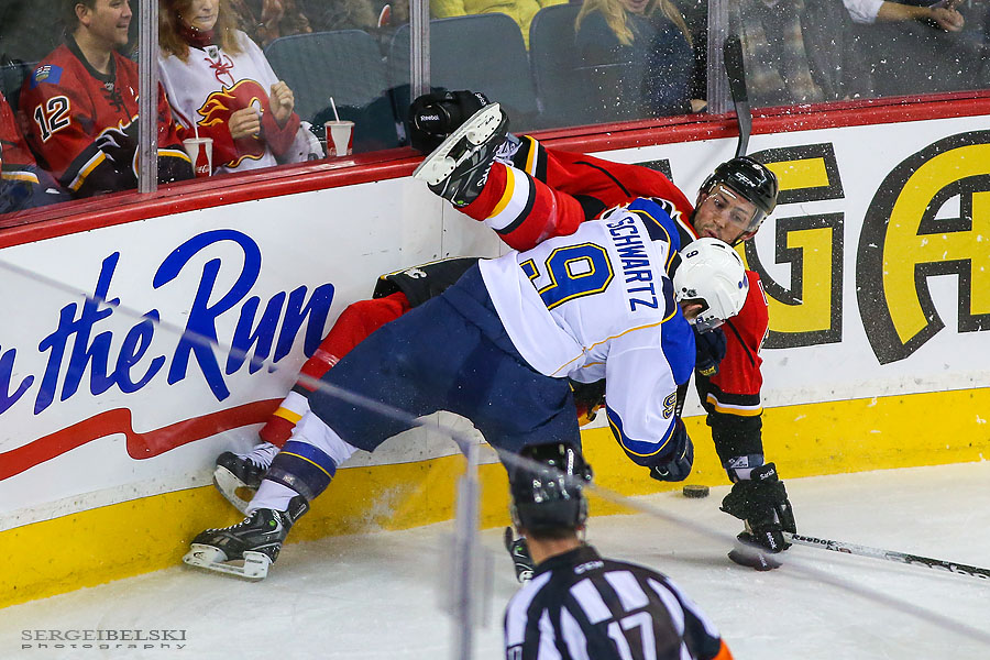 nhl hockey calgary flames vs st. louis blues sergei belski photo