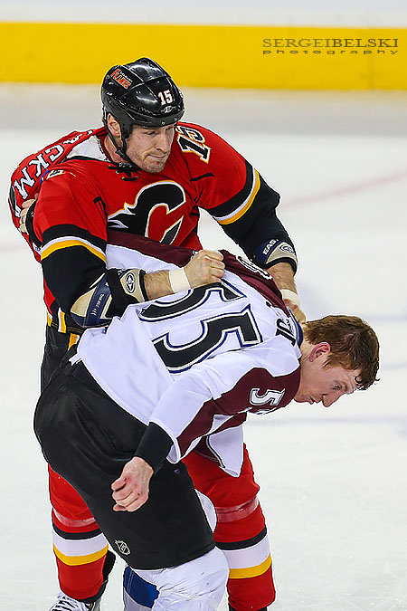nhl hockey calgary flames vs colorado avalanche sergei belski photo