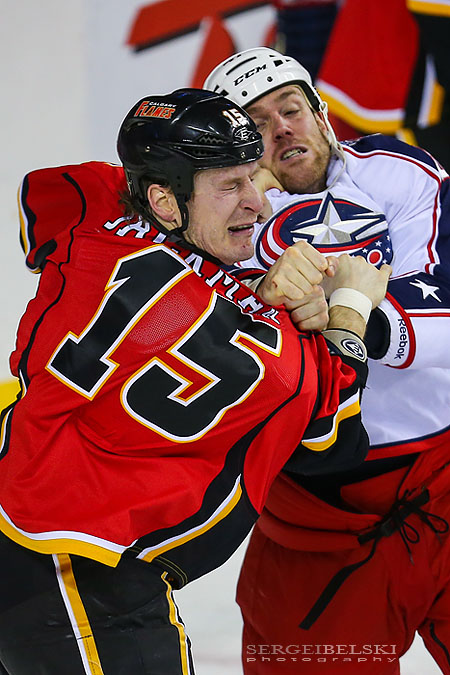 nhl hockey calgary flames vs columbus blue jackets sergei belski photo