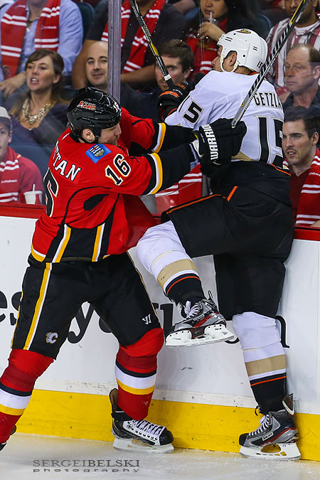 nhl hockey calgary flames vs anaheim ducks sergei belski photo