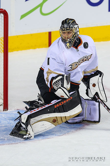 nhl hockey calgary flames vs anaheim ducks sergei belski photo