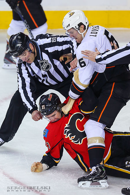 nhl hockey calgary flames vs anaheim ducks sergei belski photo