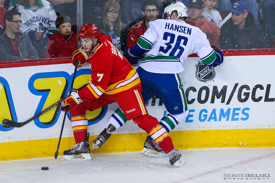 nhl hockey calgary flames vs vancouver canucks sergei belski photo