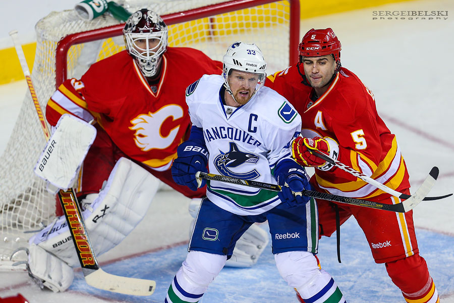 nhl hockey calgary flames vs vancouver canucks sergei belski photo