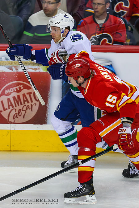 nhl hockey calgary flames vs vancouver canucks sergei belski photo