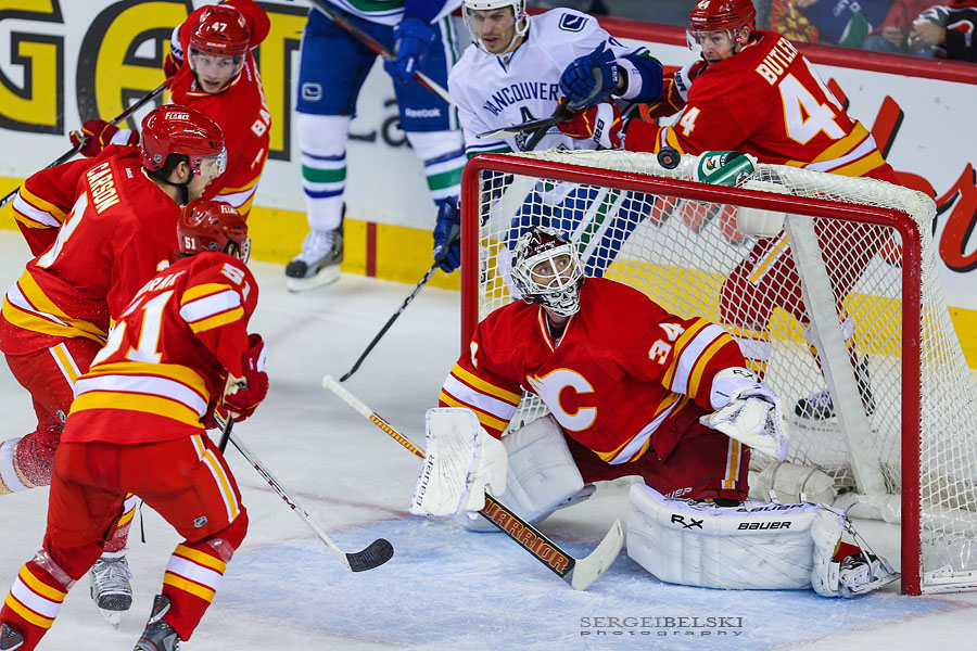 nhl hockey calgary flames vs vancouver canucks sergei belski photo
