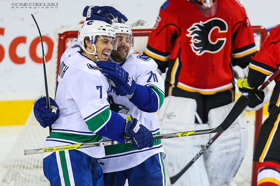 nhl hockey calgary flames vs vancouver canucks sergei belski photo