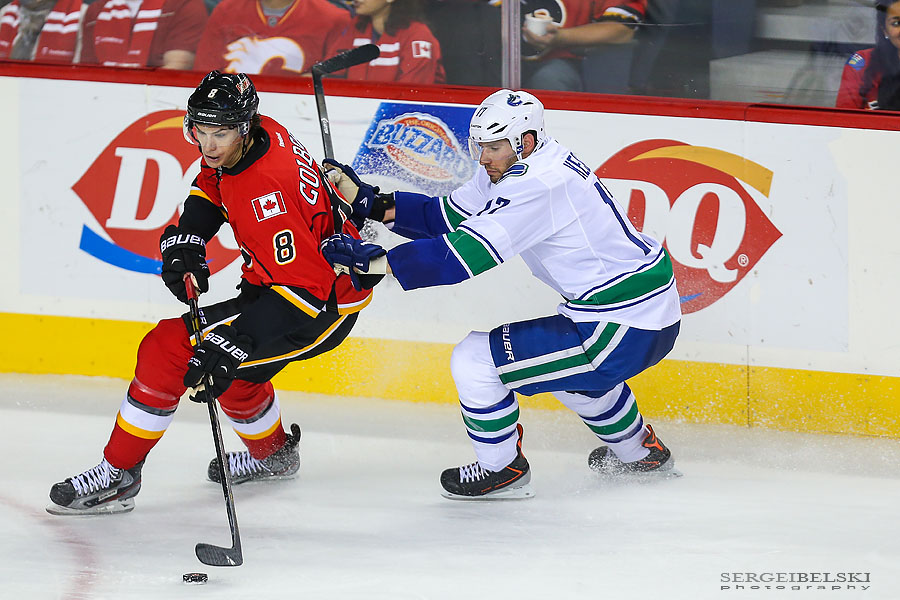 nhl hockey calgary flames vs vancouver canucks sergei belski photo