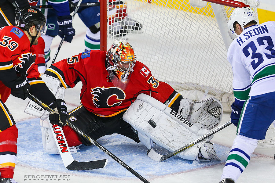 nhl hockey calgary flames vs vancouver canucks sergei belski photo