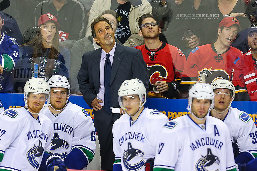 nhl hockey calgary flames vs vancouver canucks sergei belski photo