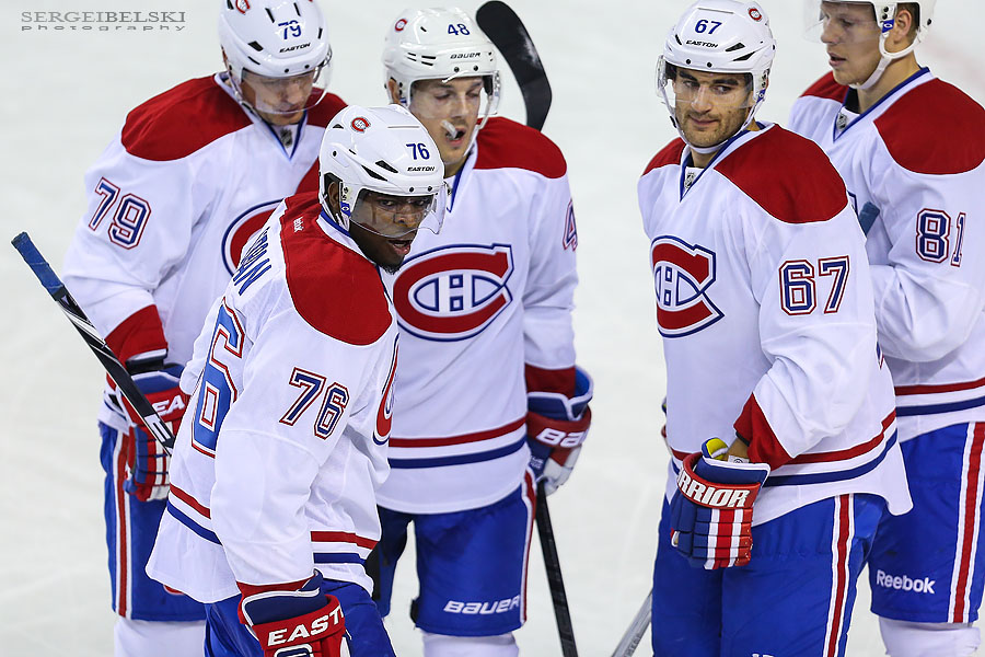 nhl hockey calgary flames vs montreal canadiens sergei belski photo