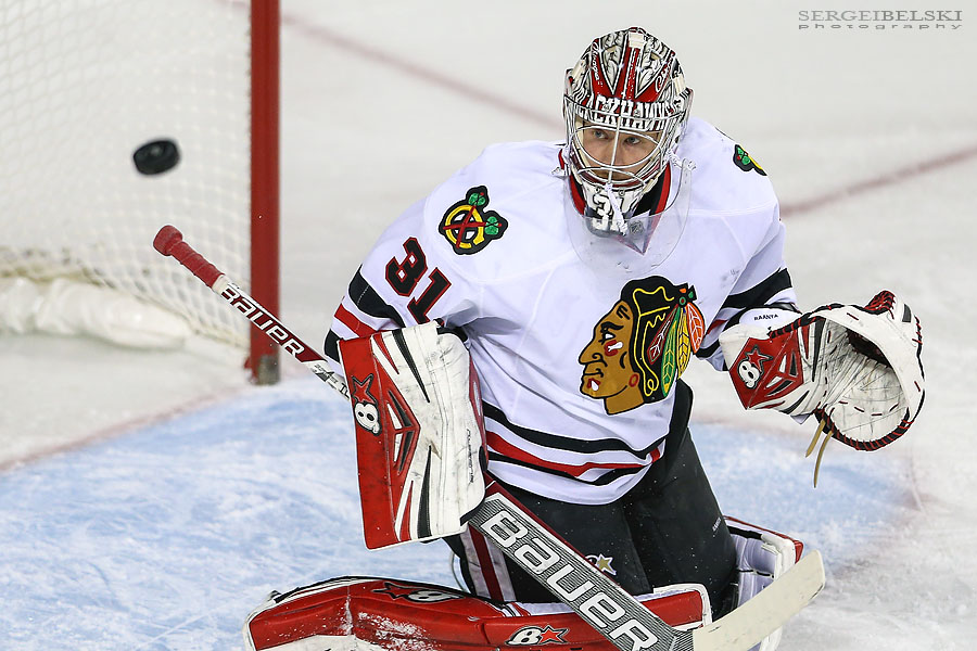 nhl hockey calgary flames vs chicago blackhawks sergei belski photo