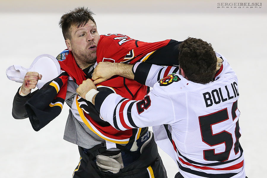 nhl hockey calgary flames vs chicago blackhawks sergei belski photo