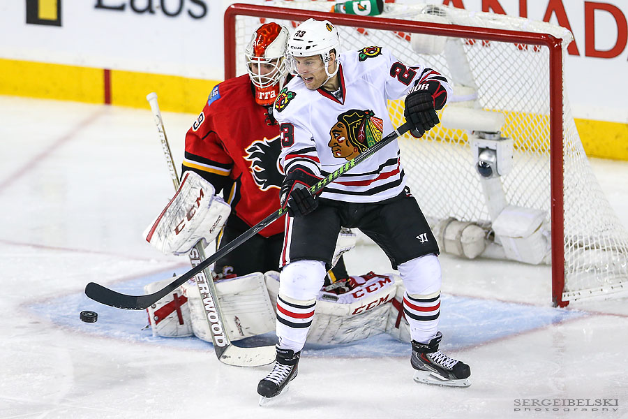 nhl hockey calgary flames vs chicago blackhawks sergei belski photo