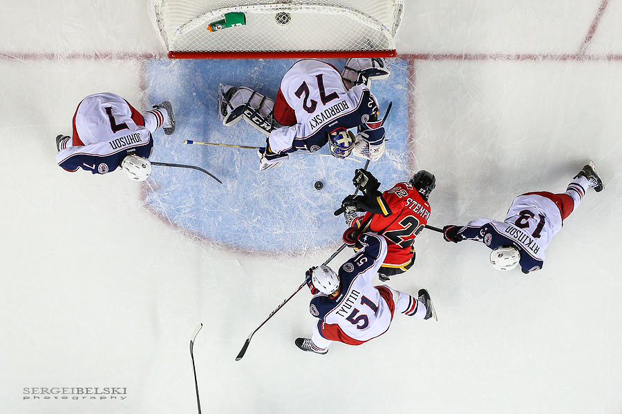 nhl hockey calgary flames vs columbus blue jackets sergei belski photo