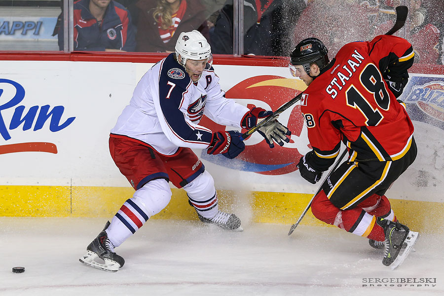 nhl hockey calgary flames vs columbus blue jackets sergei belski photo