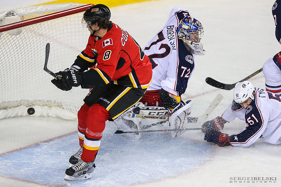 nhl hockey calgary flames vs columbus blue jackets sergei belski photo