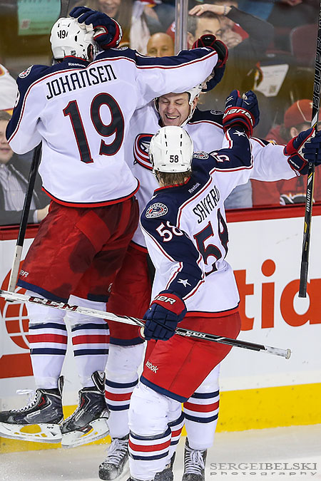 nhl hockey calgary flames vs columbus blue jackets sergei belski photo