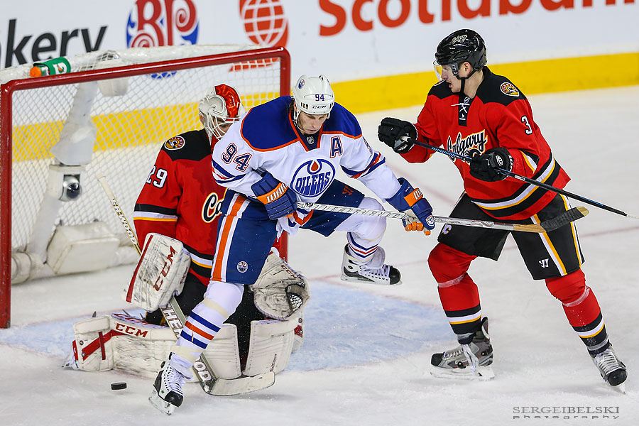 nhl hockey calgary flames vs edmonton oilers sergei belski photo