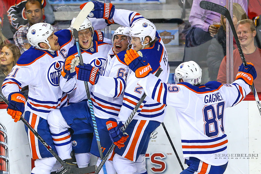 nhl hockey calgary flames vs edmonton oilers sergei belski photo