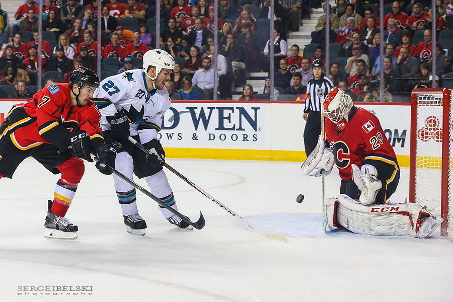 nhl hockey calgary flames vs san jose sharks sergei belski photo