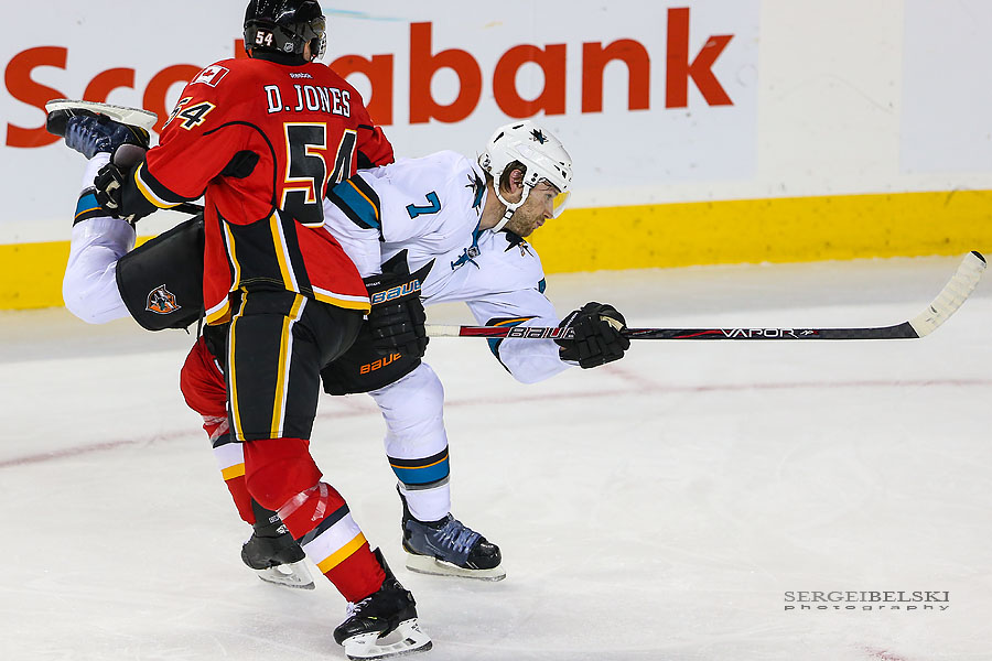 nhl hockey calgary flames vs san jose sharks sergei belski photo