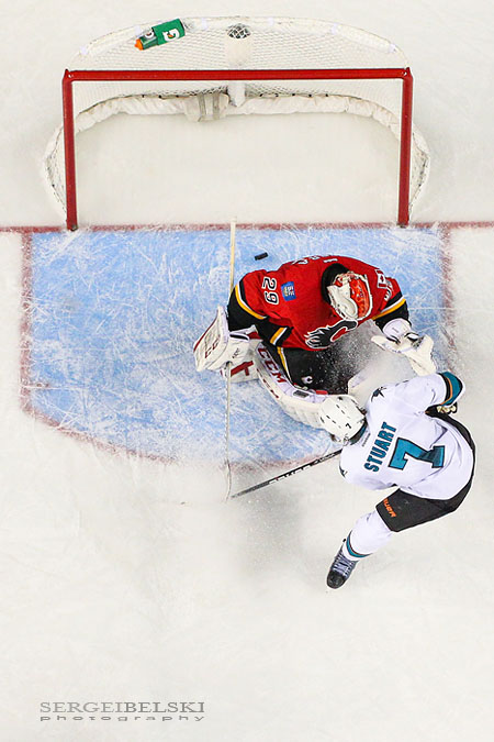 nhl hockey calgary flames vs san jose sharks sergei belski photo