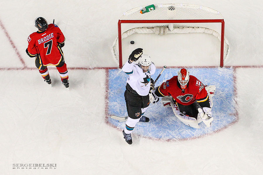 nhl hockey calgary flames vs san jose sharks sergei belski photo