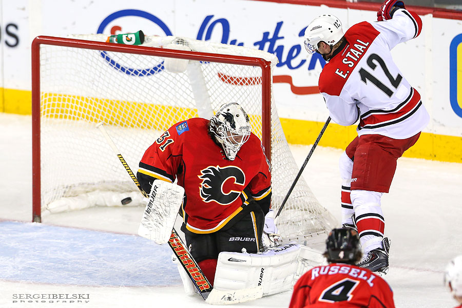 nhl hockey calgary flames vs carolina hurricanes sergei belski photo
