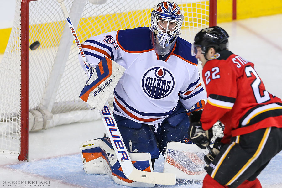 nhl hockey calgary flames vs edmonton oilers sergei belski photo