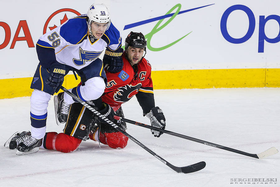 nhl hockey calgary flames vs st.louis blues sergei belski photo