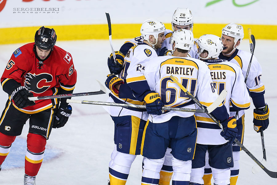 nhl hockey calgary flames vs nashville predators sergei belski photo