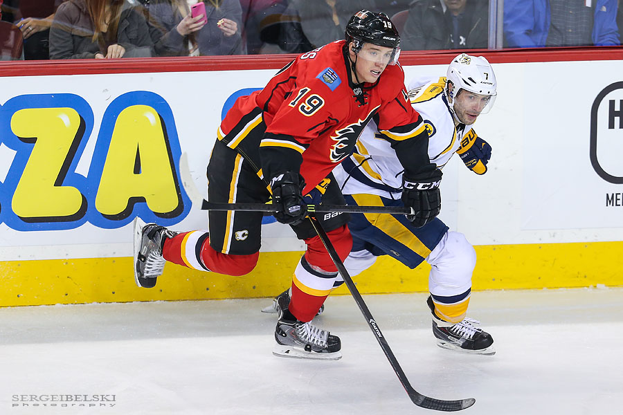 nhl hockey calgary flames vs nashville predators sergei belski photo