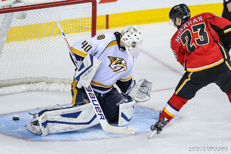 nhl hockey calgary flames vs nashville predators sergei belski photo