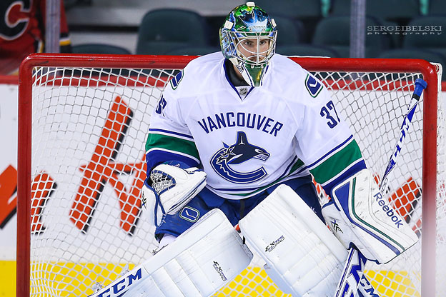 nhl hockey calgary flames vs vancouver canucks sergei belski photo