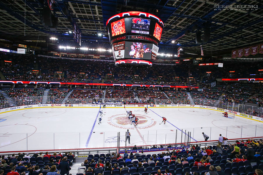 nhl hockey calgary flames vs vancouver canucks sergei belski photo