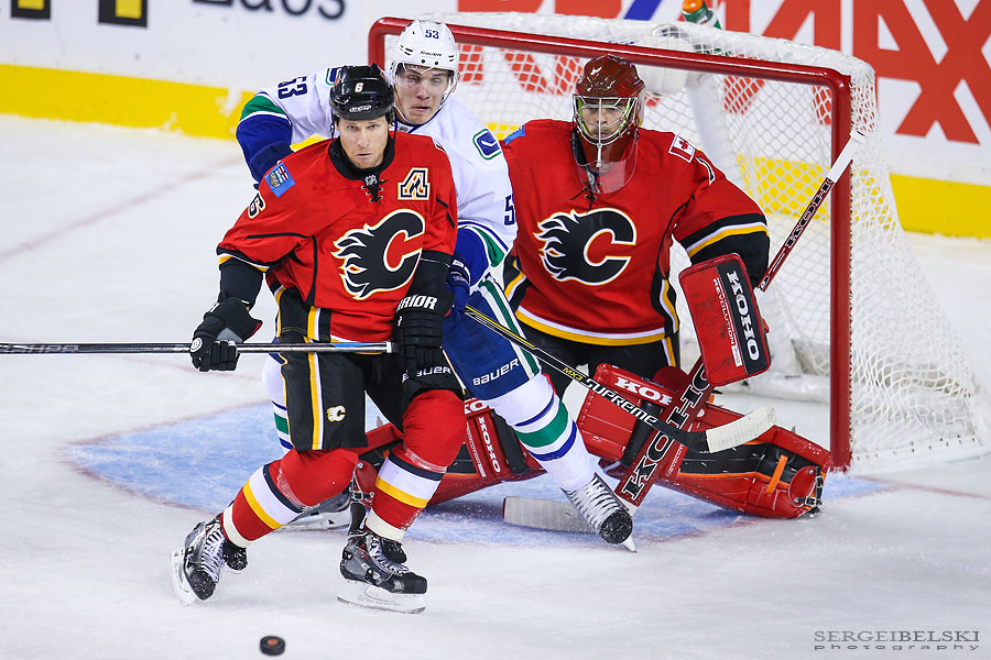 nhl hockey calgary flames vs vancouver canucks sergei belski photo