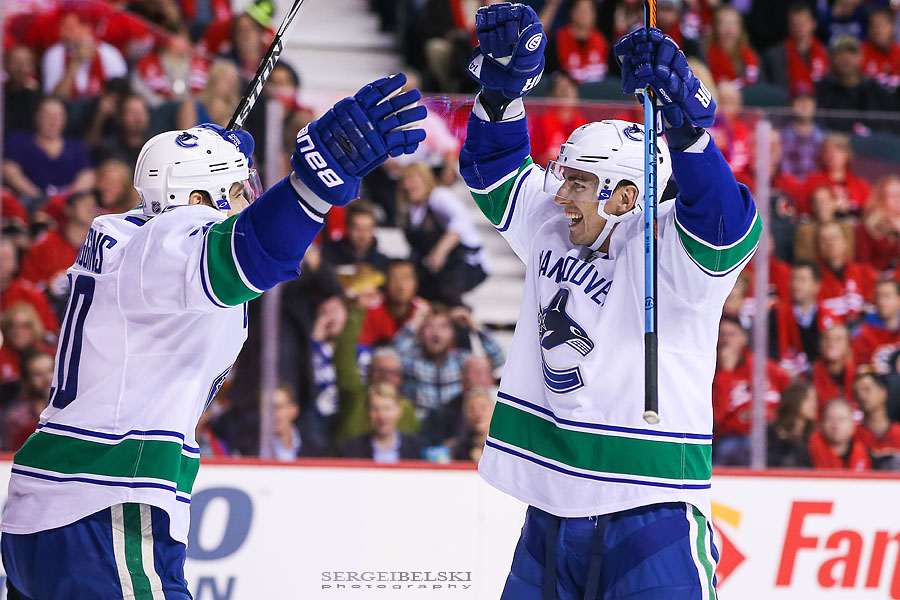 nhl hockey calgary flames vs vancouver canucks sergei belski photo