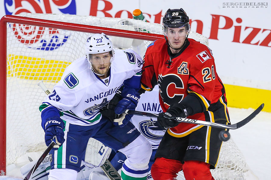 nhl hockey calgary flames vs vancouver canucks sergei belski photo