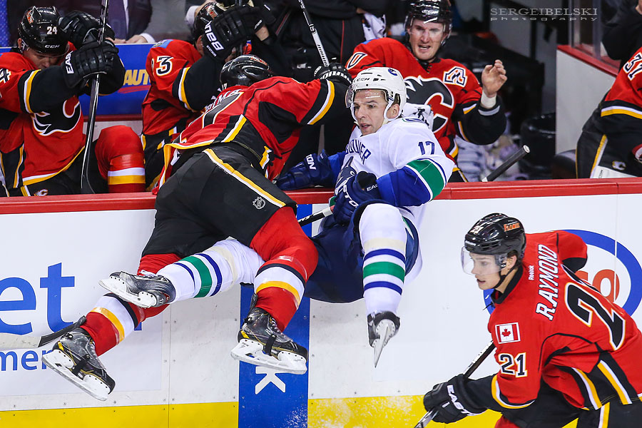 nhl hockey calgary flames vs vancouver canucks sergei belski photo