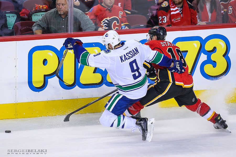 nhl hockey calgary flames vs vancouver canucks sergei belski photo