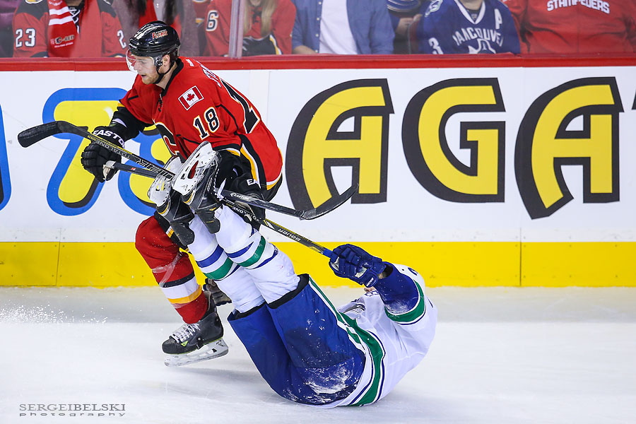 nhl hockey calgary flames vs vancouver canucks sergei belski photo